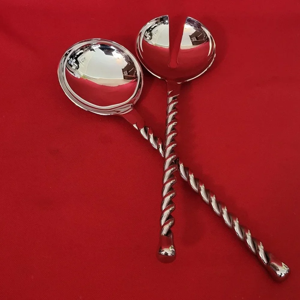 Stainless Steel Pasta Salad Spoon Fork Utensils Twisted Handles